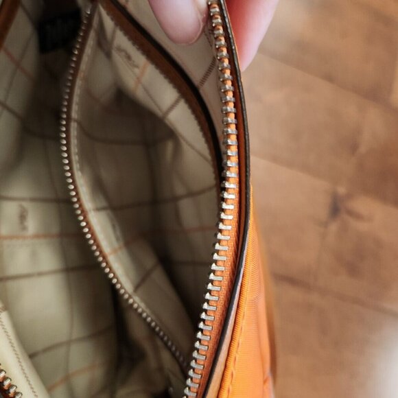 Lauren Ralph Lauren LXVII orange nylon leather shoulder crossbody bag - Picture 8 of 12